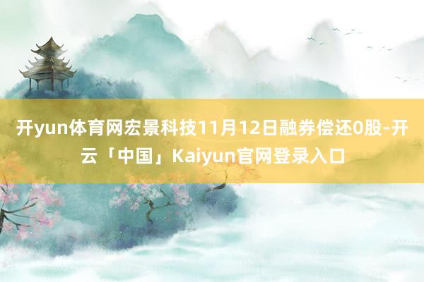 开yun体育网宏景科技11月12日融券偿还0股-开云「中国」Kaiyun官网登录入口