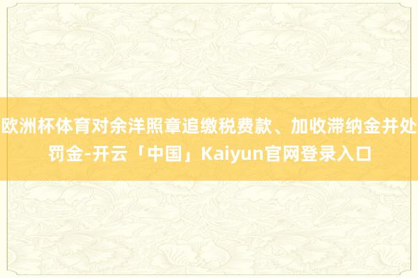 欧洲杯体育对余洋照章追缴税费款、加收滞纳金并处罚金-开云「中国」Kaiyun官网登录入口