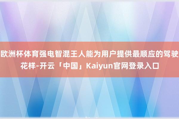 欧洲杯体育强电智混王人能为用户提供最顺应的驾驶花样-开云「中国」Kaiyun官网登录入口