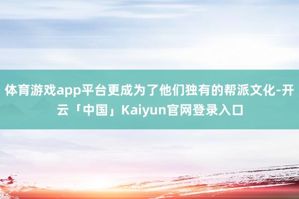 体育游戏app平台更成为了他们独有的帮派文化-开云「中国」Kaiyun官网登录入口