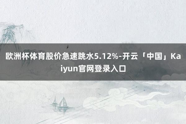 欧洲杯体育股价急速跳水5.12%-开云「中国」Kaiyun官网登录入口
