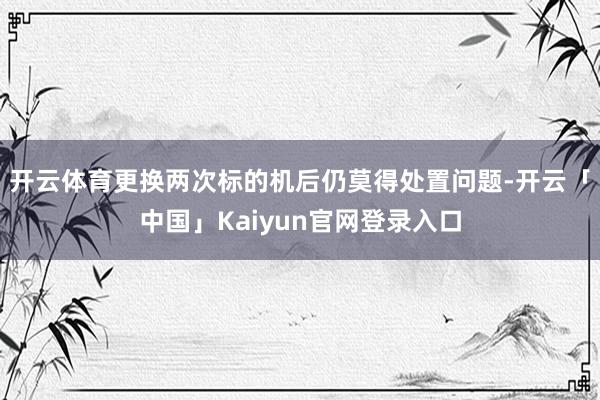 开云体育更换两次标的机后仍莫得处置问题-开云「中国」Kaiy
