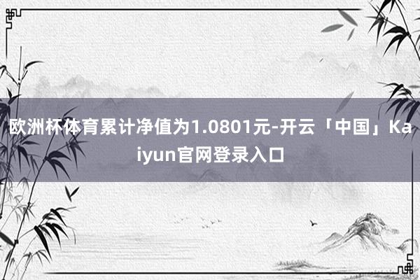 欧洲杯体育累计净值为1.0801元-开云「中国」Kaiyun