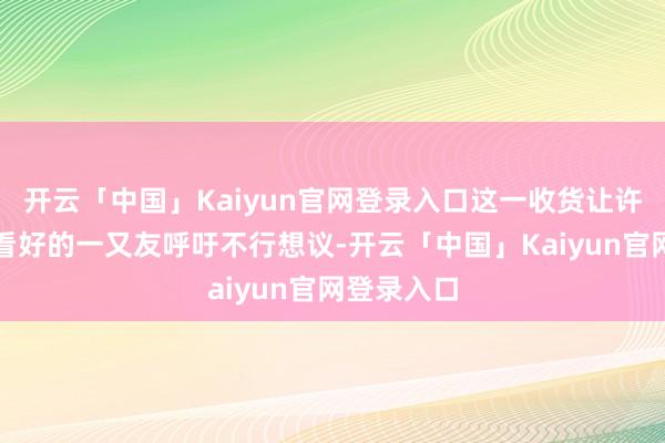 开云「中国」Kaiyun官网登录入口这一收货让许多着手不看好