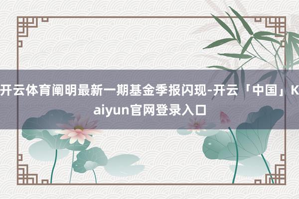 开云体育阐明最新一期基金季报闪现-开云「中国」Kaiyun官