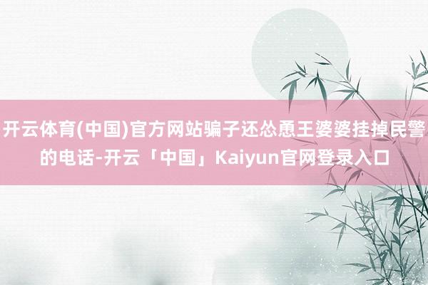 开云体育(中国)官方网站骗子还怂恿王婆婆挂掉民警的电话-开云