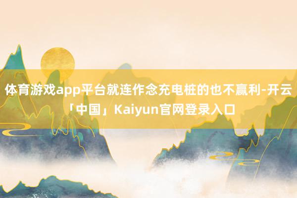 体育游戏app平台就连作念充电桩的也不赢利-开云「中国」Kaiyun官网登录入口