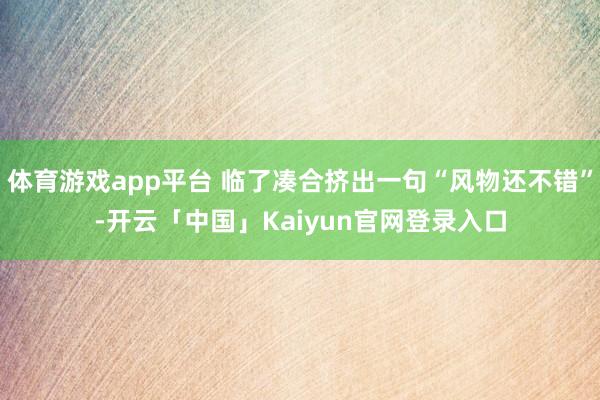 体育游戏app平台 临了凑合挤出一句“风物还不错”-开云「中