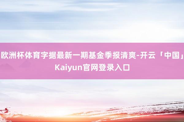欧洲杯体育字据最新一期基金季报清爽-开云「中国」Kaiyun