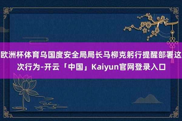 欧洲杯体育乌国度安全局局长马柳克躬行提醒部署这次行为-开云「