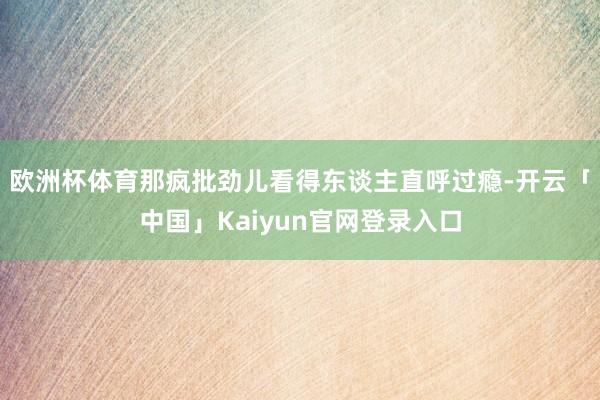 欧洲杯体育那疯批劲儿看得东谈主直呼过瘾-开云「中国」Kaiyun官网登录入口