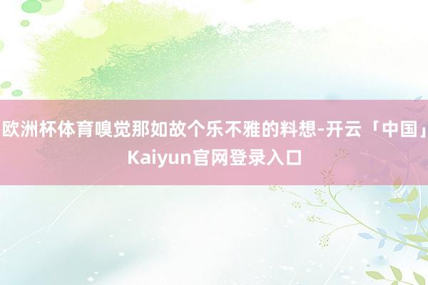 欧洲杯体育嗅觉那如故个乐不雅的料想-开云「中国」Kaiyun官网登录入口