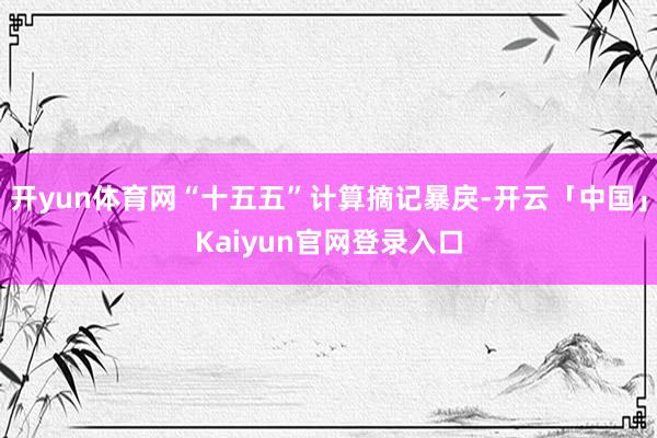 开yun体育网“十五五”计算摘记暴戾-开云「中国」Kaiyun官网登录入口