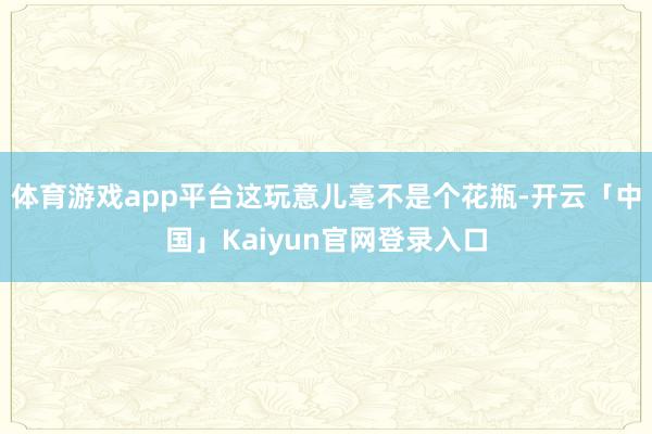 体育游戏app平台这玩意儿毫不是个花瓶-开云「中国」Kaiy