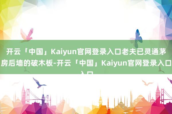 开云「中国」Kaiyun官网登录入口老夫已灵通茅房后墙的破木
