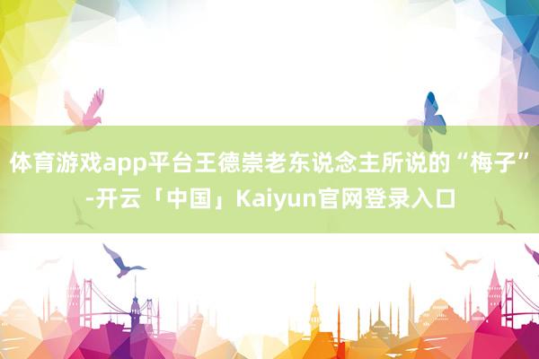 体育游戏app平台王德崇老东说念主所说的“梅子”-开云「中国」Kaiyun官网登录入口