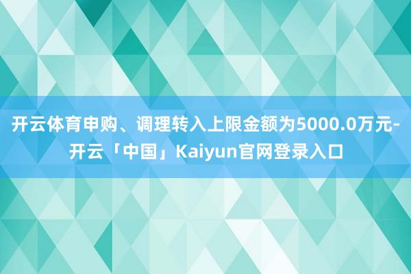 开云体育申购、调理转入上限金额为5000.0万元-开云「中国